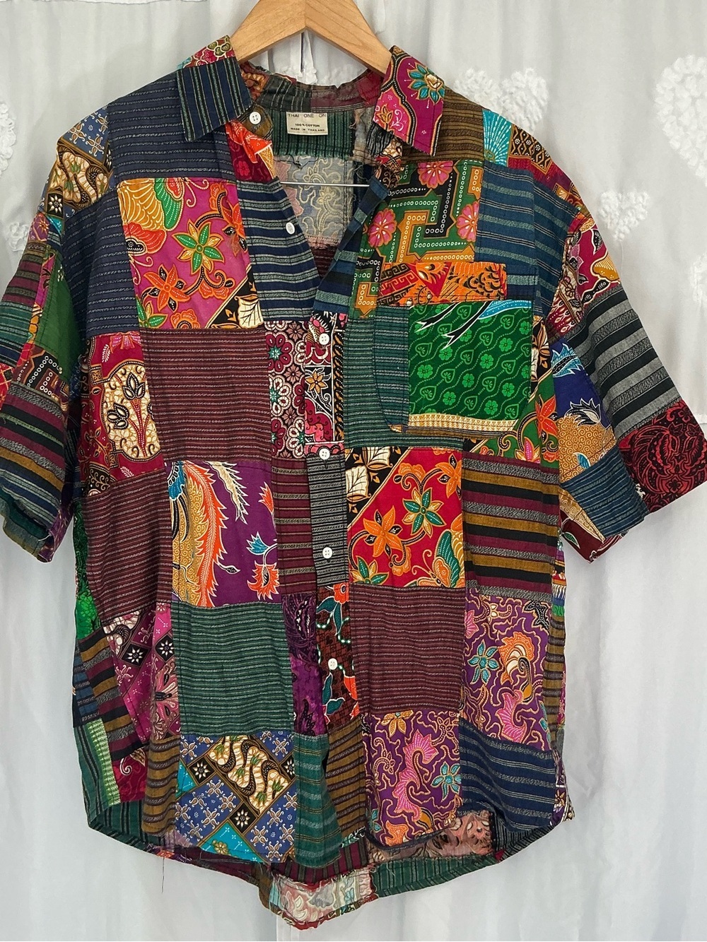 Vintage Thai One Unisex Multicolor Patchwork Festival Hippie 100% Cotton